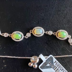 Natural Opal .925 Silver Adjustable Bracelet